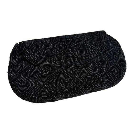 Black Beaded 1950s Vintage Clutch from Japan - Picture 1 of 6